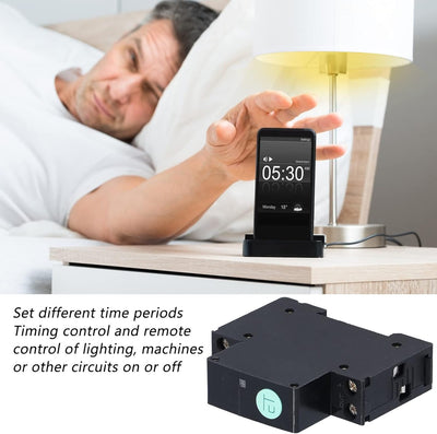 WIFI Schutzschalter, Zeitschalter Fernbedienung Smart Timer, WALN Schalter Hutschiene, 1P 100‑230V R