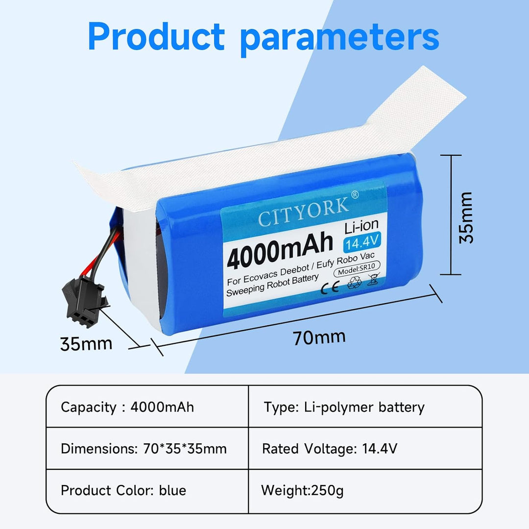 CITYORK Li-ion 2800mAh Akku für Tikom G8000 L9000, für Proscenic 850t, für Yeedi K600 K650 K700, für