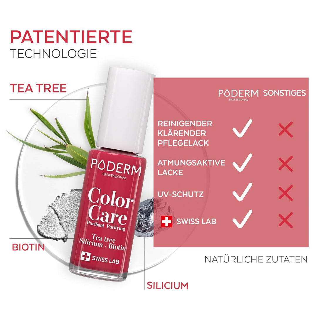 PODERM - Nagellack TEA TREE FÜR NAGELPILZ - GELBE/BESCHÄDIGTE NÄGEL BEHANDELN - Lackpflege verhinder