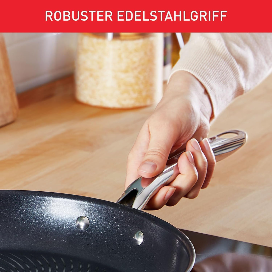 Tefal Infinite Wokpfanne Induktion 28 cm, Wokpfanne Antihaftversiegelung, Thermo-Signal bei idealer