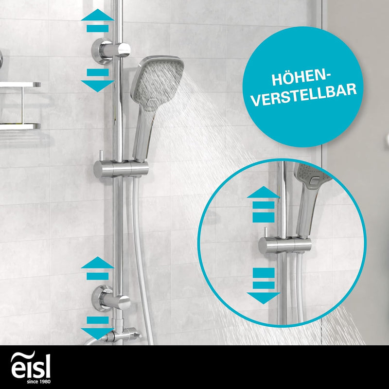 EISL EASY DELUXE Duschset, Duschsystem ohne Armatur 2 in 1 mit grosser Edelstahl Regendusche (300 x