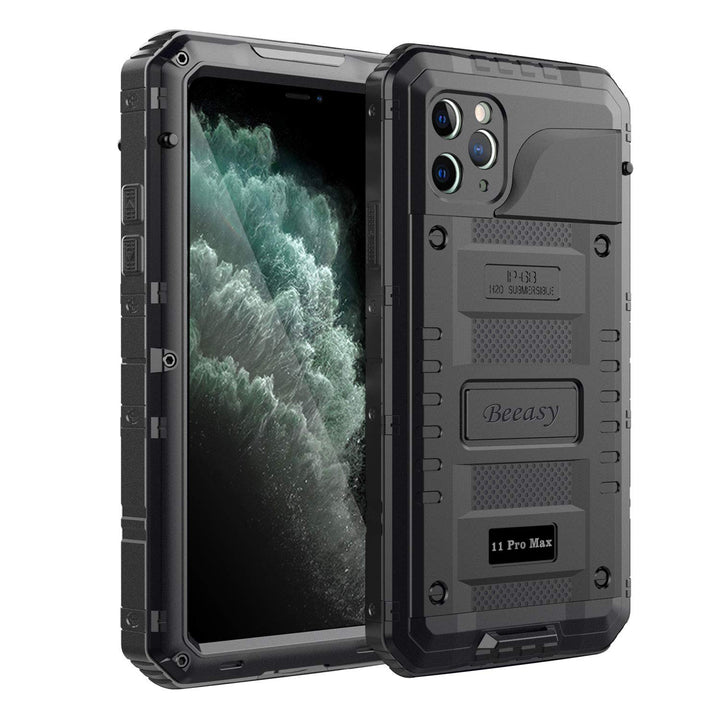 Beeasy für iPhone 11 Pro Max Hülle (6,5") Wasserdicht Outdoor, Stossfest Panzerhülle Militär 360 Gra