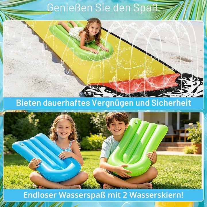 15.8 ft/480 Wasserrutsche Garten für Kinder, Wasserrutschmatte mit 2 Bodyboards, Rasenwasserrutschen