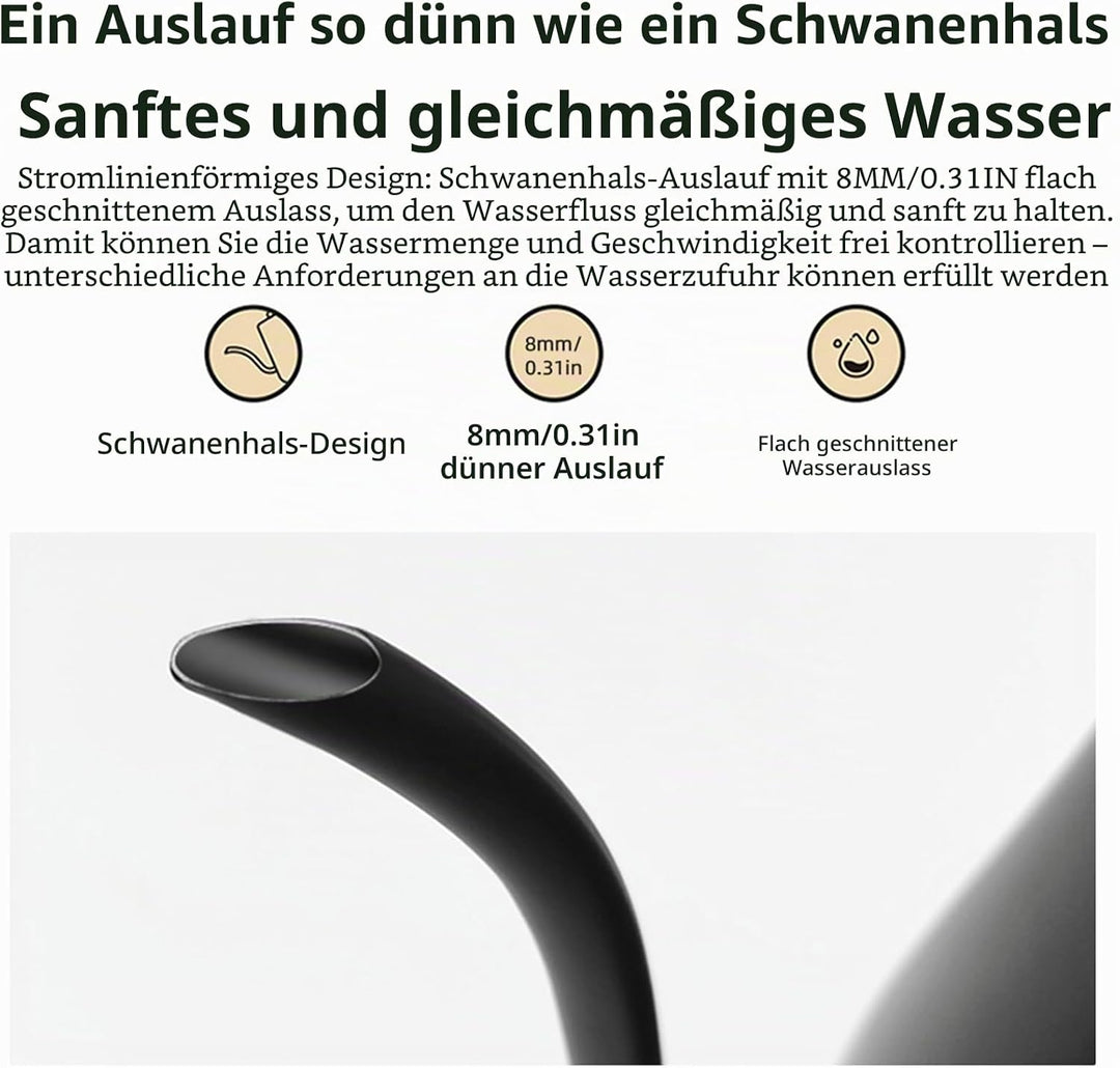 Wasserkocher mit Temperatureinstellung, 0.9L Schwarz Schwanenhals Wasserkocher 1200W Elektrischer Ed