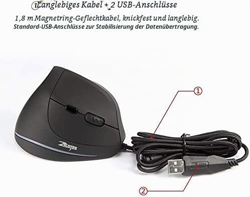 zelotes Ergonomische Maus,3200 DPI,6 Tasten,Vorbeugung Gegen Mausarm,USB Optische Vertikale Maus mit