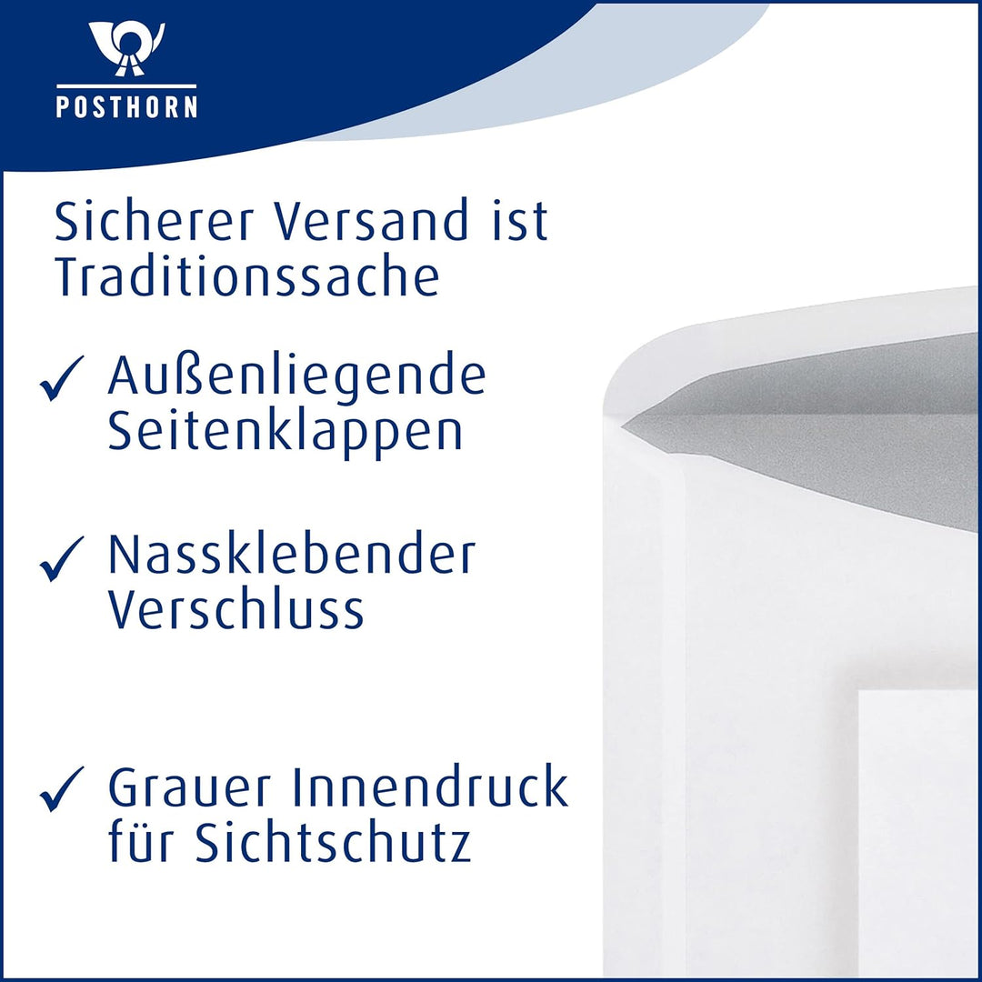 POSTHORNvelox Briefumschlag C6/5 (1000 Stück), nassklebende Fenster-Briefumschläge mit aussenliegend