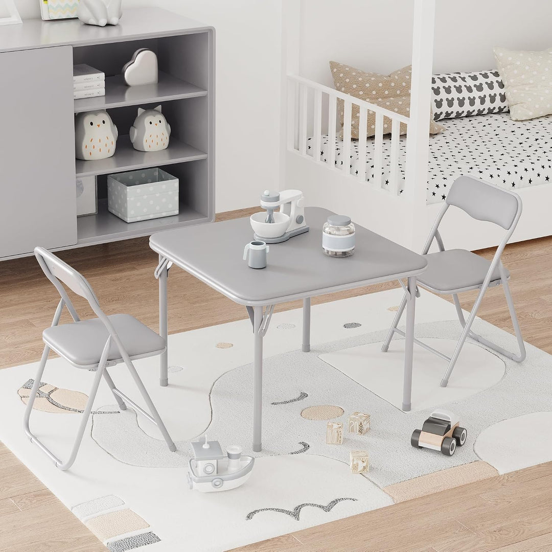GarveeHome Klapptisch-Set mit 2 Klappstühlen, Portabel &amp; Platzsparend, Stabiler Metallrahmen für Woh