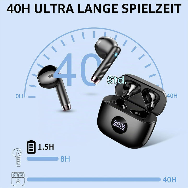 Kopfhörer Kabellos Bluetooth 5.4, Bluetooth Kopfhörer HiFi Stereo mit 4 ENC Noise Cancelling Mic, 40