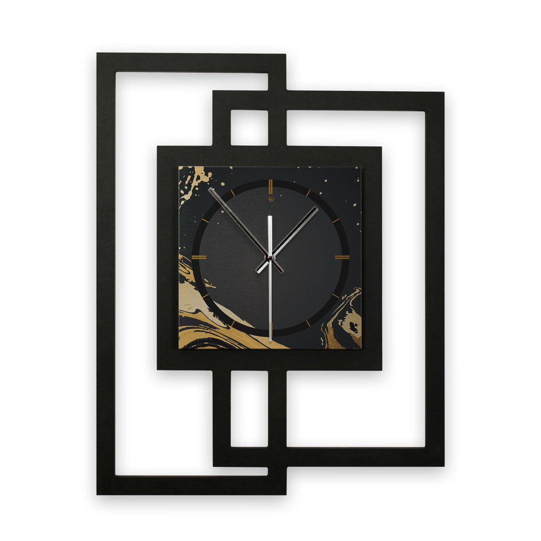 Kreative Feder Designer-Wanduhr „Golden Liquid“ in modernem Metallic-Look ohne Tickgeräusche (Funk/Q