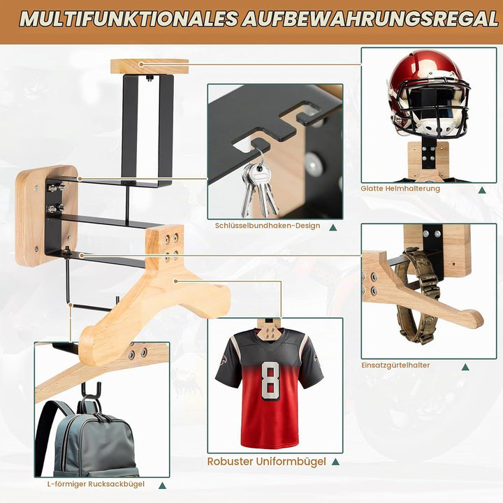 Motorrad Garderobe, Motorradhelm Halterung Wand, Helm Halterung Wand, Helmhalterung Wand für Motorra