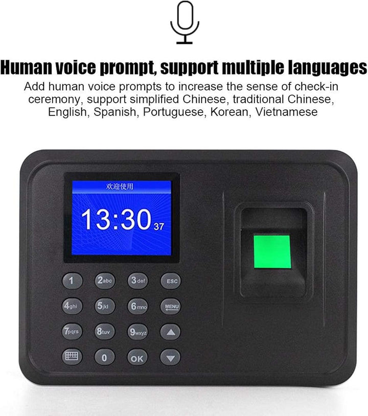 Fingerabdruck-Anwesenheitsgerät, 2,4-Zoll-Display, biometrisches Zeiterfassungsgerät, Mitarbeiter-Ch