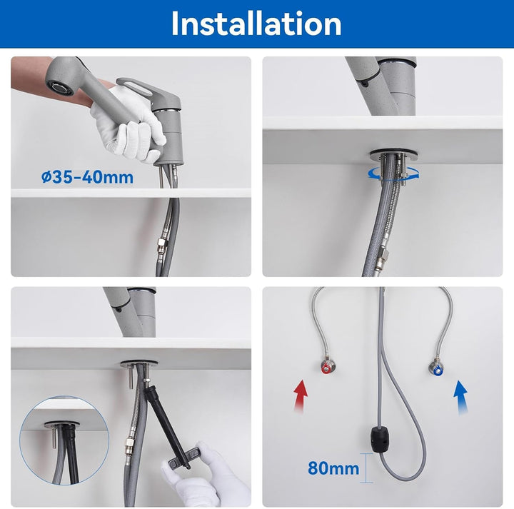 Wasserhahn Küche Ausziehbar, Auralum Küchenarmatur mit Brause Ausziehbar, Mischbatterie Küche mit 2