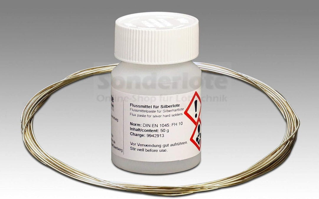 3,00 m Silberlot Lotdraht 0,4 mm Hartlot 55% Silber, AT 650 °C und 100 g Flussmittelpaste
