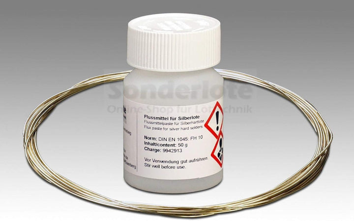 3,00 m Silberlot Lotdraht 0,4 mm Hartlot 55% Silber, AT 650 °C und 100 g Flussmittelpaste