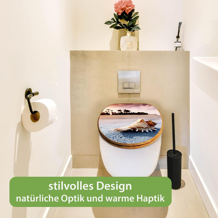banjado Design WC Sitz Bambus Absenkautomatik 45,8x37,5cm - Toilettendeckel mit Absenkautomatik Holz