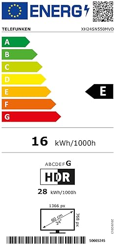 TELEFUNKEN XH24SN550MVD 24 Zoll Fernseher/Smart TV (HD Ready, HDR, Triple-Tuner, 12 Volt, DVD-Player