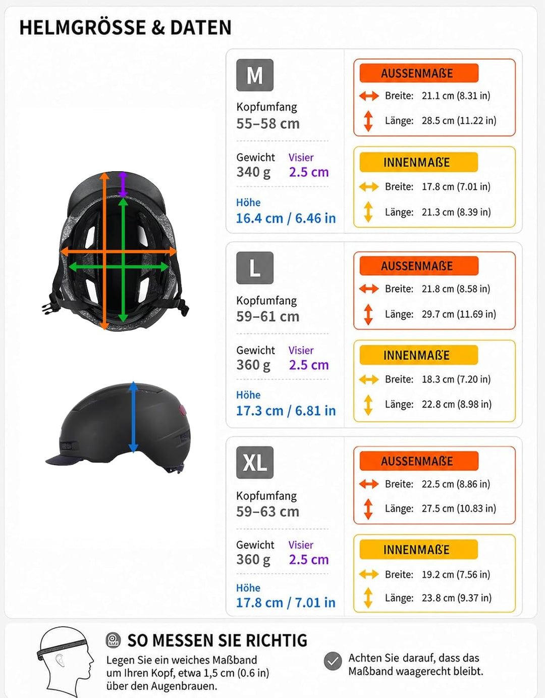 Shinmax Fahrradhelm Herren Damen, Helm Fahrrad mit USB Licht 5 Modi Fahrradhelm mit Visier, Mountain
