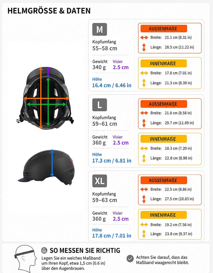 Shinmax Fahrradhelm Herren Damen, Helm Fahrrad mit USB Licht 5 Modi Fahrradhelm mit Visier, Mountain