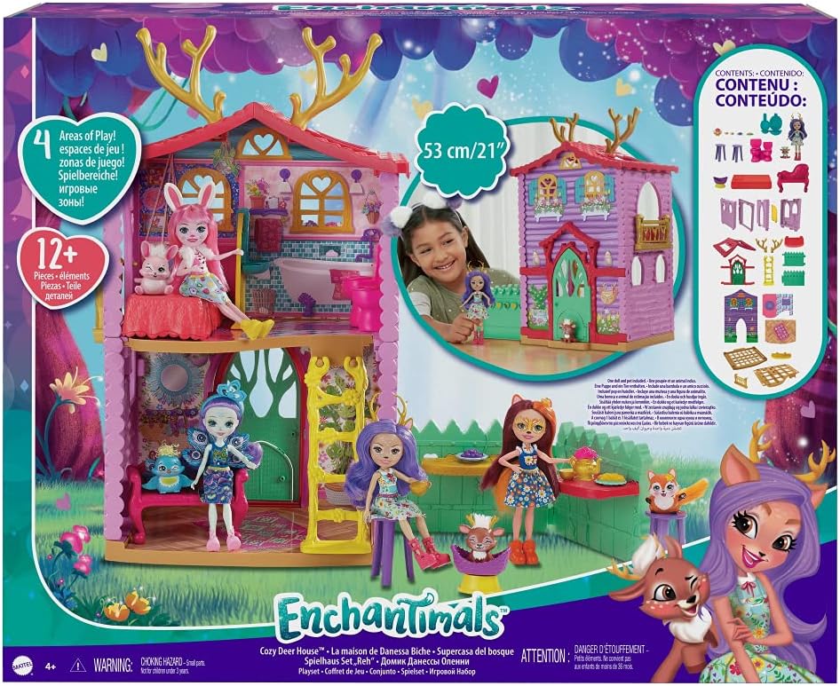 Enchantimals HFC41 - Reh-Haus Spielset, ca. 53 cm gross, mit Rehmädchen Danessa Deer und Tierfigur,