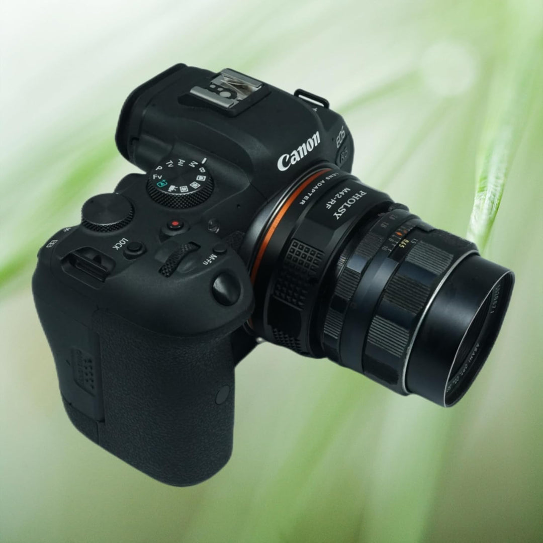 PHOLSY Manueller Objektivadapter: Kompatibel mit M42 Objektiv und Canon RF (EOS R-Type) Kameragehäus