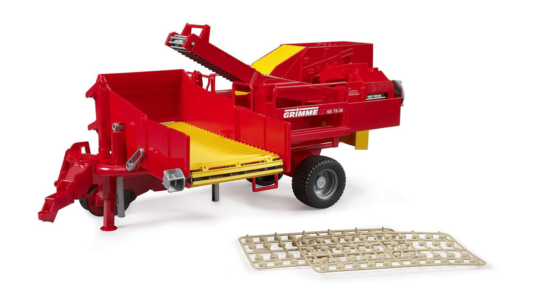 bruder 02130 - Grimme SE 75-30 Kartoffelvollernter mit 80 Kartoffelimitaten - 1:16 Erntemaschine Anh