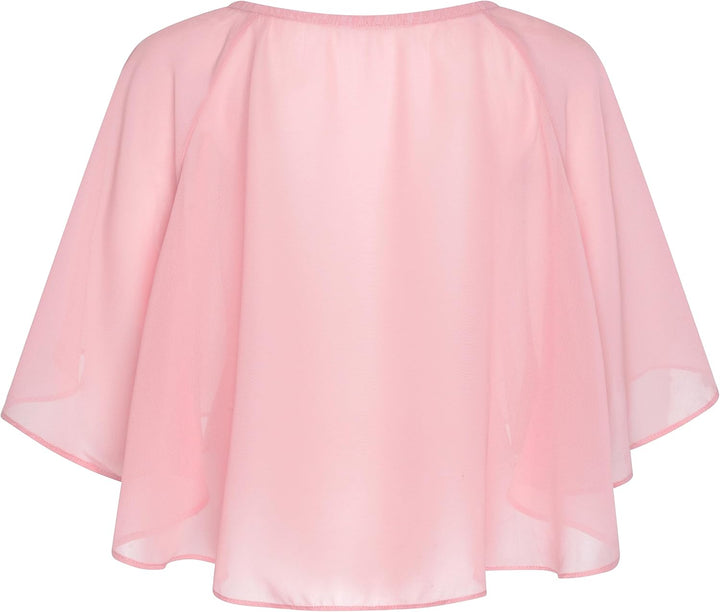 Bolerose weich Hochzeit Umhängetuch Abend Durchsichtiges Chiffon Überwurf Umhang Schultertuch Zartro