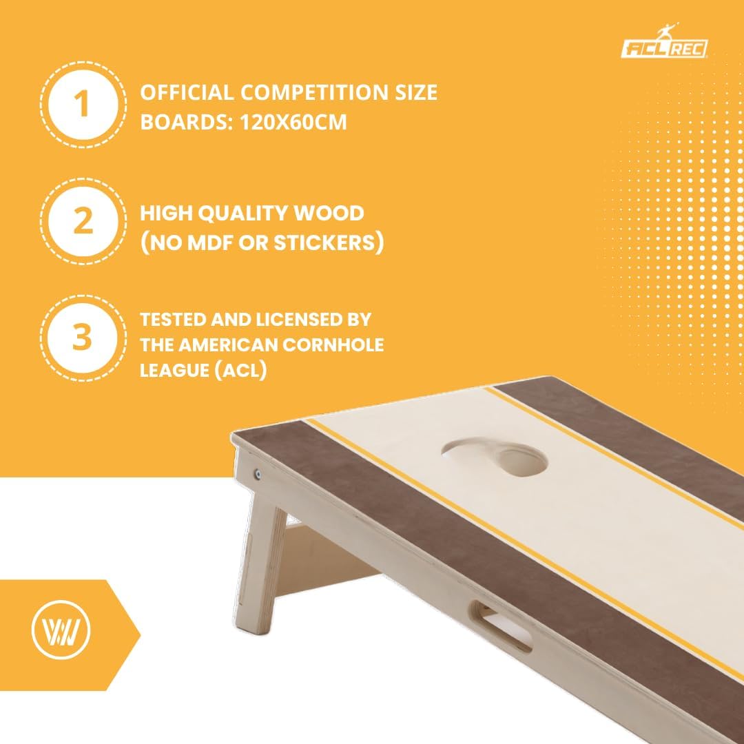 Cornhole Set – 120 x 60 cm - Sackloch Spiel – Wicked Wood – offiziell ACL-lizensiertes Set of Boards