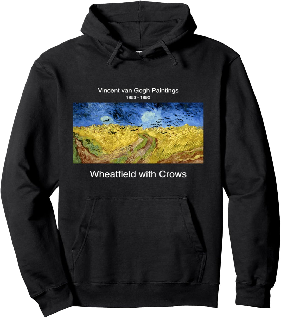 Vintage Retro Van Gogh Paintings Art Wheatfield with Crows Pullover Hoodie