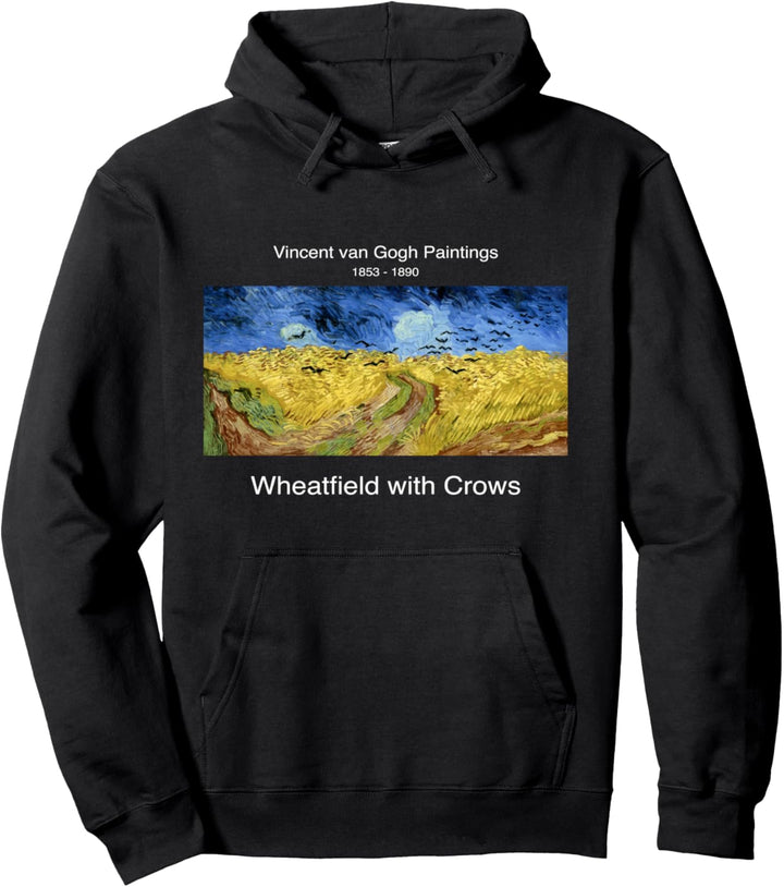 Vintage Retro Van Gogh Paintings Art Wheatfield with Crows Pullover Hoodie