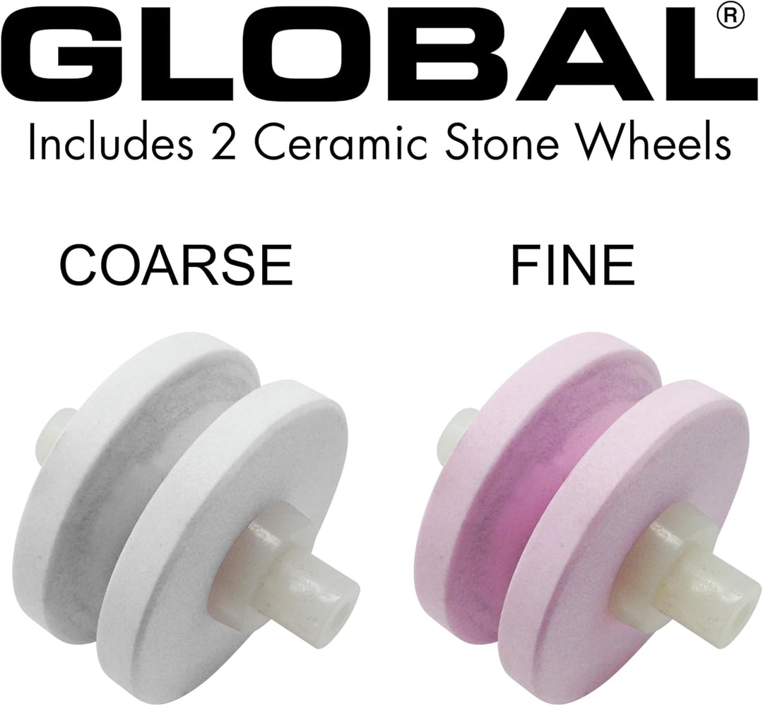 Global G-91/BW Minosharp Messerschärfer, Keramik, 2-stufig, 2,1, Edelstahl, Edelstahl
