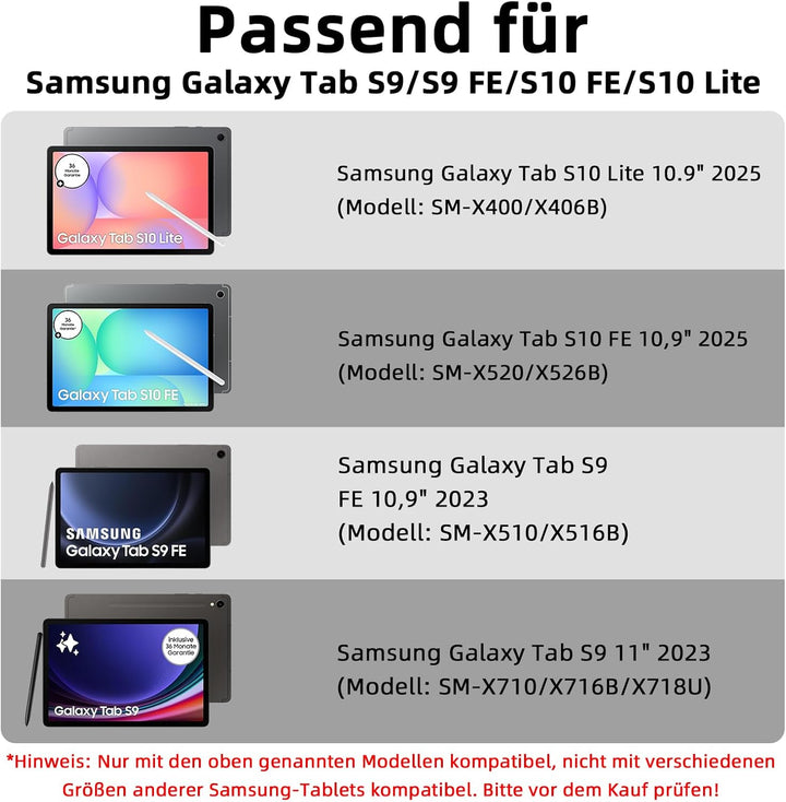 Bettdow für Samsung Galaxy Tab S10 Lite/ S10 FE 10,9" 2025 Tastatur Hülle, QWERTZ Layout Abnehmbarer