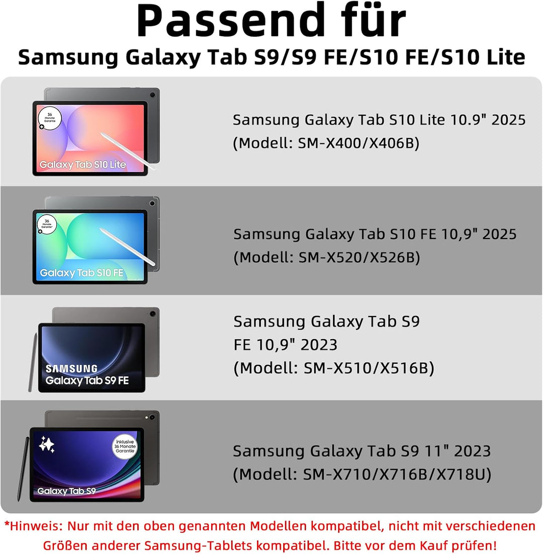 Bettdow für Samsung Galaxy Tab S10 Lite/S10 FE 10.9" 2025 Tastatur Hülle, Deutsch QWERTZ Layout Abne
