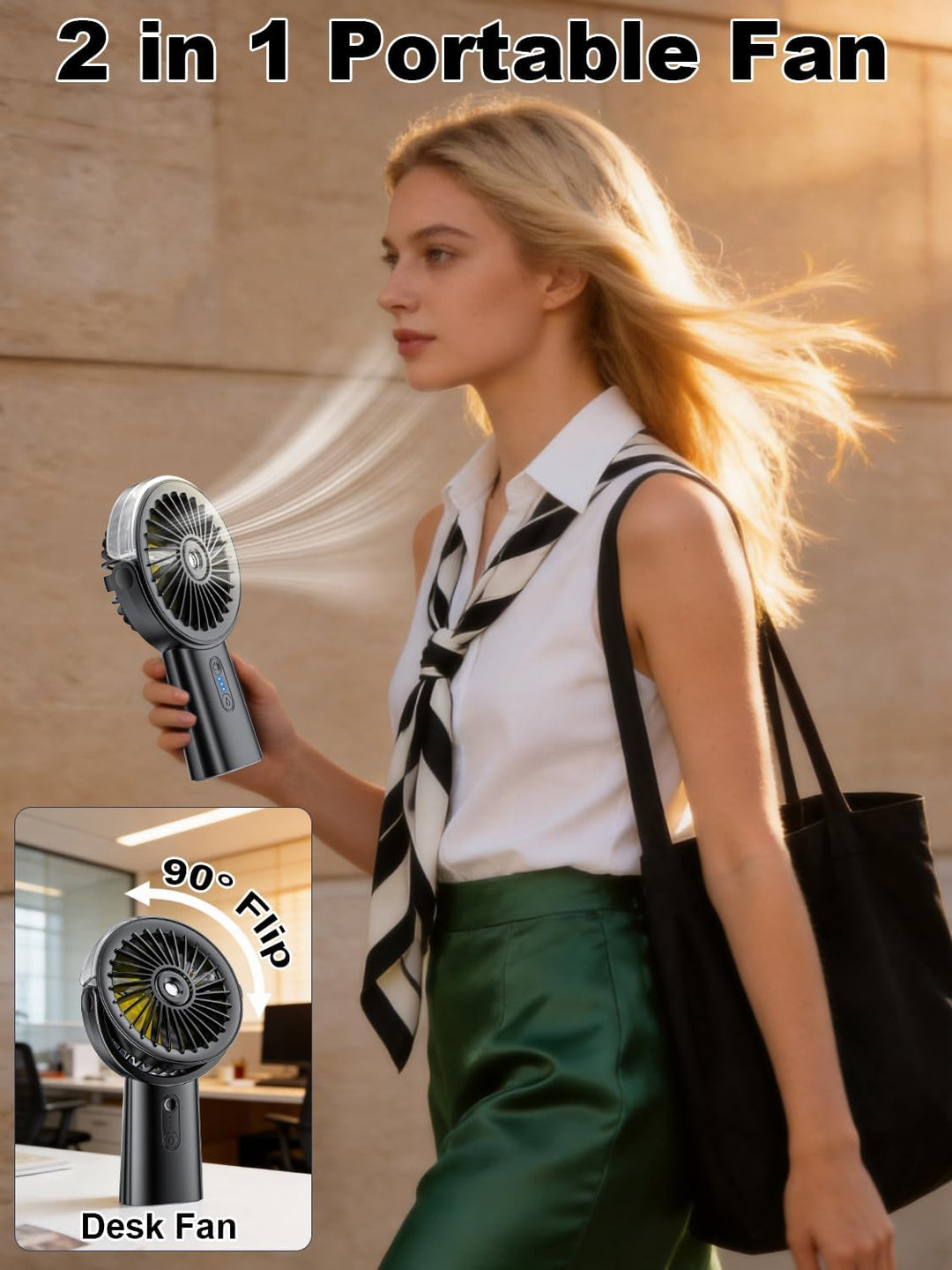 Handventilator Akku Aufladbar mit Wasserkühlung, Tragbarer Mini Ventilator | 6000mAh Ventilatoren Le