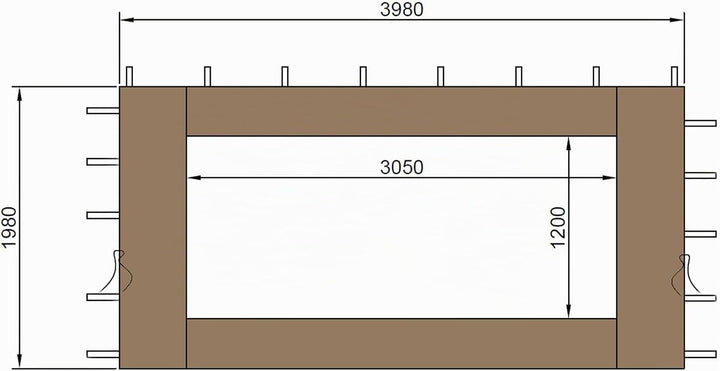 QUICK STAR 2 Seitenteile 300 / 400x197cm mit PE Fenster für Pavillon 3x4m Seitenwand Sand