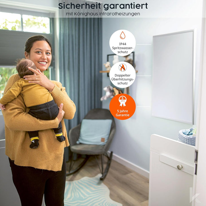 Infrarot Heizung Elektroheizung mit Thermostat 130, 300, 450, 600, 800, 1000 Watt - 5 Jahre Herstell
