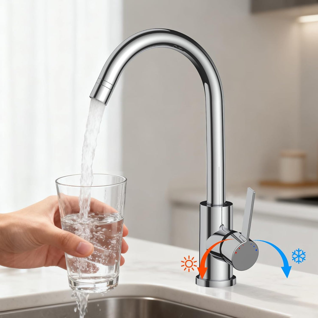 Niederdruck Armatur Küche mit 2 Strahlarten, 360 ° Drehbare Wasserhahn Küche, Leicht zu zerlegen und