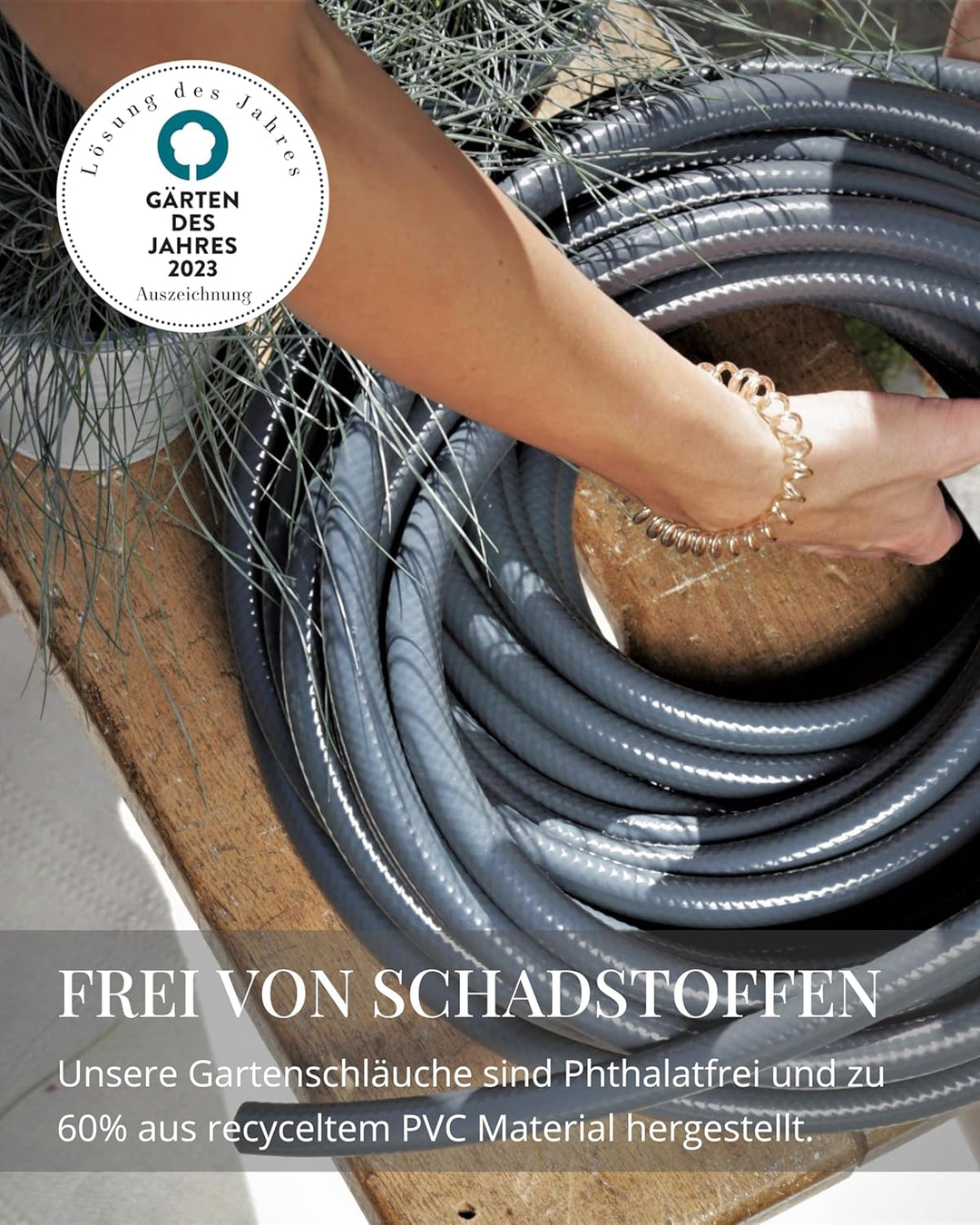 Livlig53 Gartenschlauch 1/2 Zoll, 20m: Wasserschlauch Made in Germany, Recycling-Material, formstabi