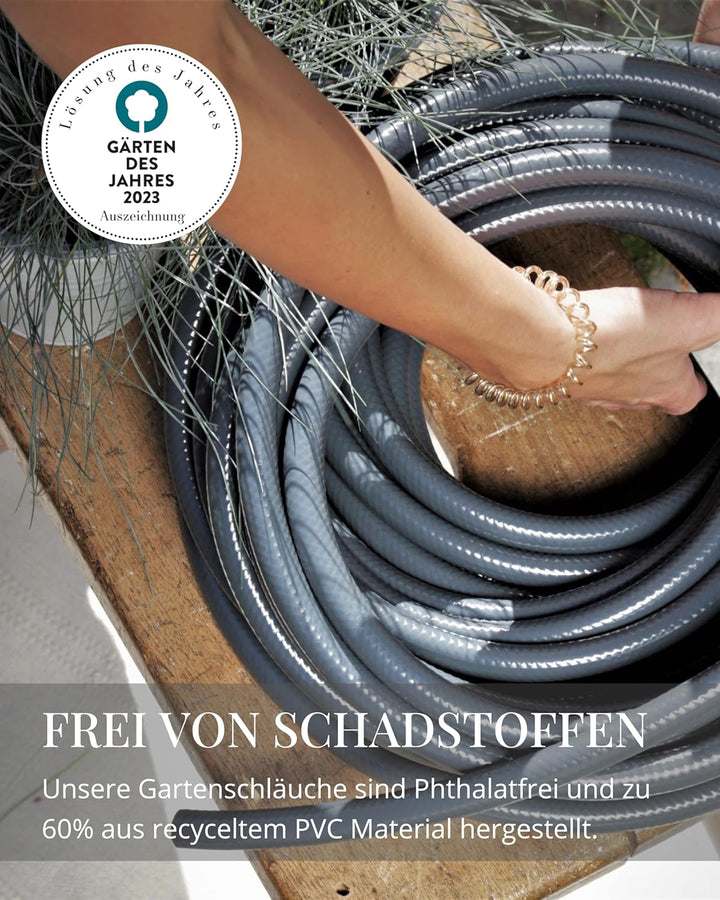 Livlig53 Gartenschlauch 1/2 Zoll, 20m: Wasserschlauch Made in Germany, Recycling-Material, formstabi