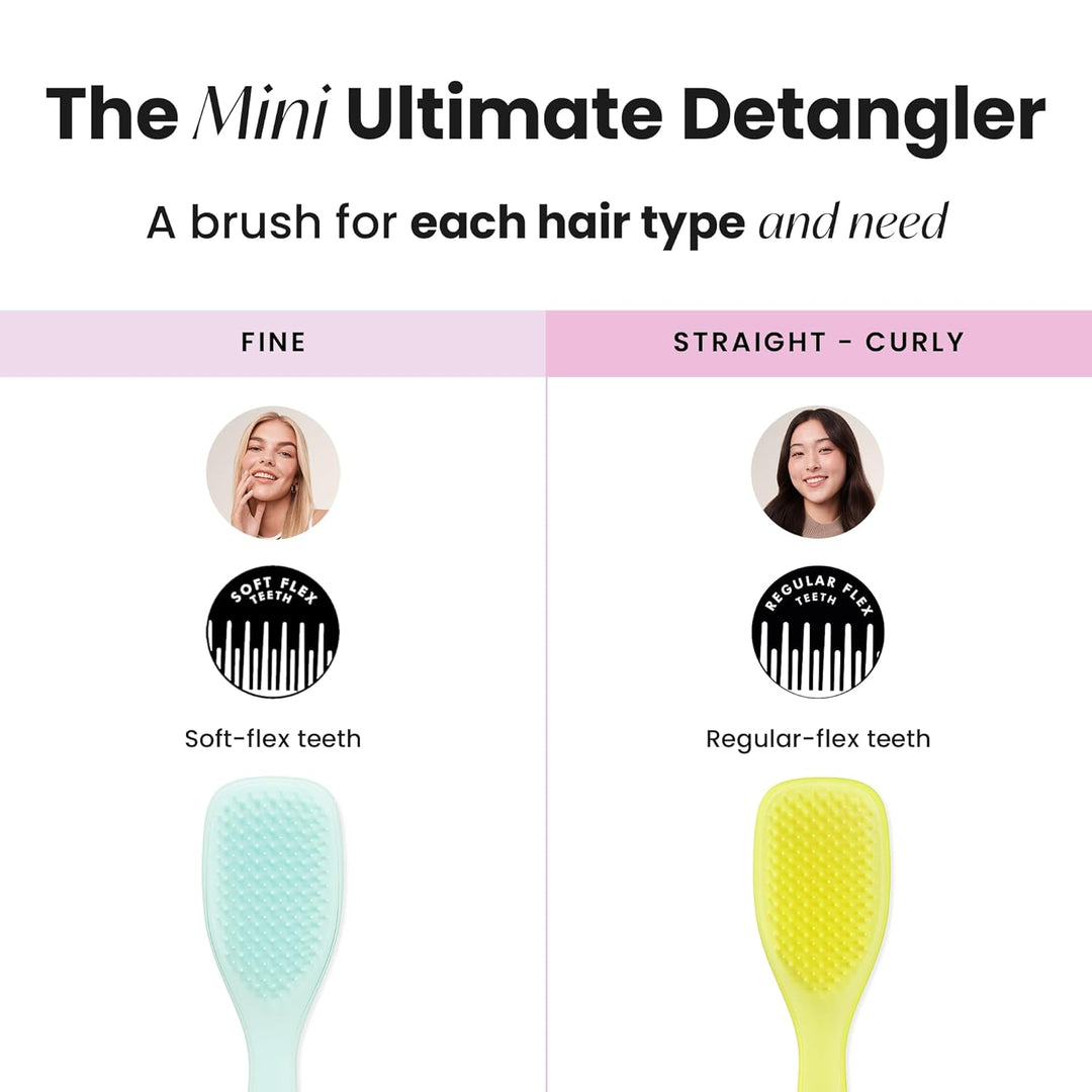 Tangle Teezer Die ultimative Mini-Entwirrer-Haarbürste, sanft zu nassem Haar, zweistufige Zähne und