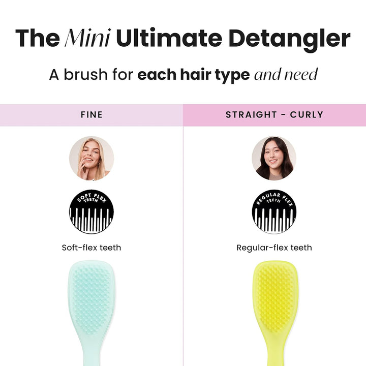 Tangle Teezer Die ultimative Mini-Entwirrer-Haarbürste, sanft zu nassem Haar, zweistufige Zähne und