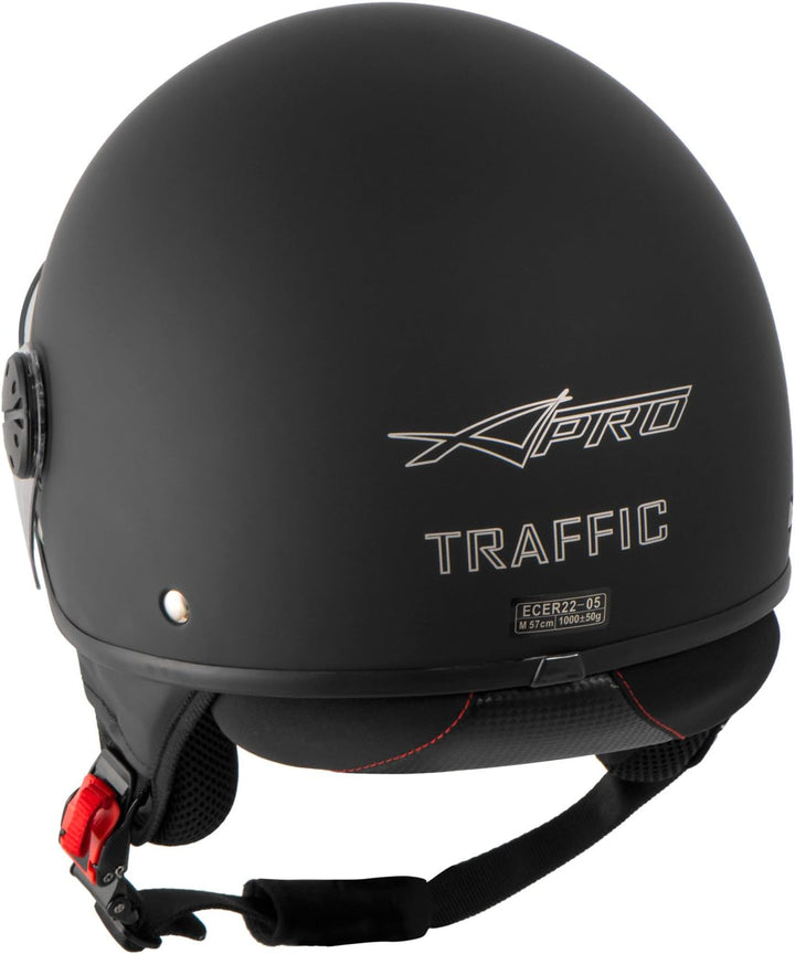 Motorradhelm Motorrad Roller Jet Helm Innensonnenblende 2 Viser SonicMoto 59 cm (L) Matt Schwarz, 59