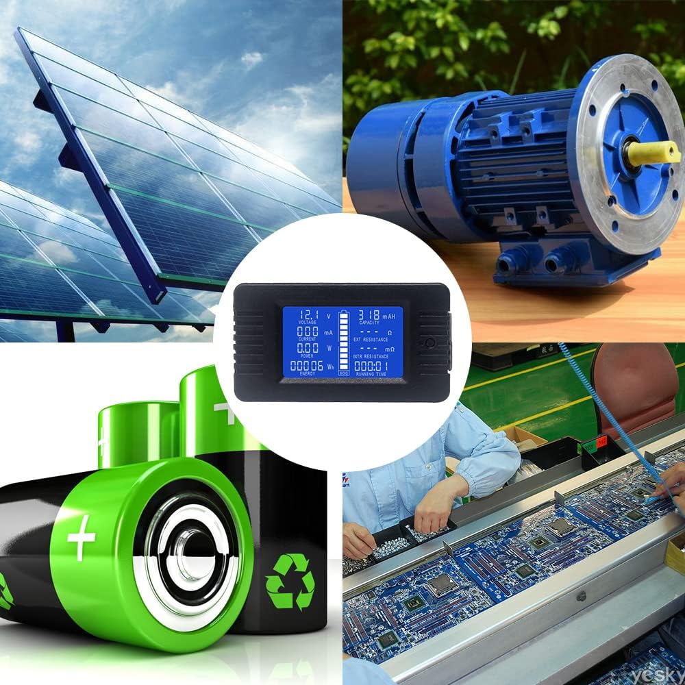 Batteriezähler DC Voltmeter Amperemeter Energie Monitor LCD Multimeter Digital Spannung Strom Cap Oh