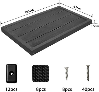 UISEBRT Bodenelement für Solardusche, Anti Rutsch, 105 x 63 x 5,5 cm, Outdoor Bodenplatte aus WPC fü