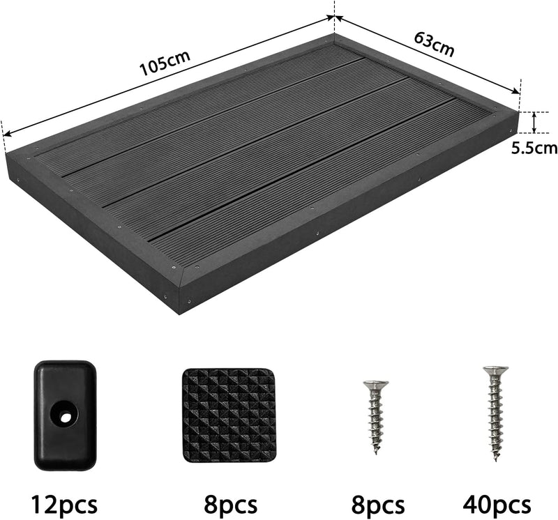 UISEBRT WPC Bodenelement Solardusche Garten Bodenplatte für Gartendusche Pooldusche Poolleiter Outdo