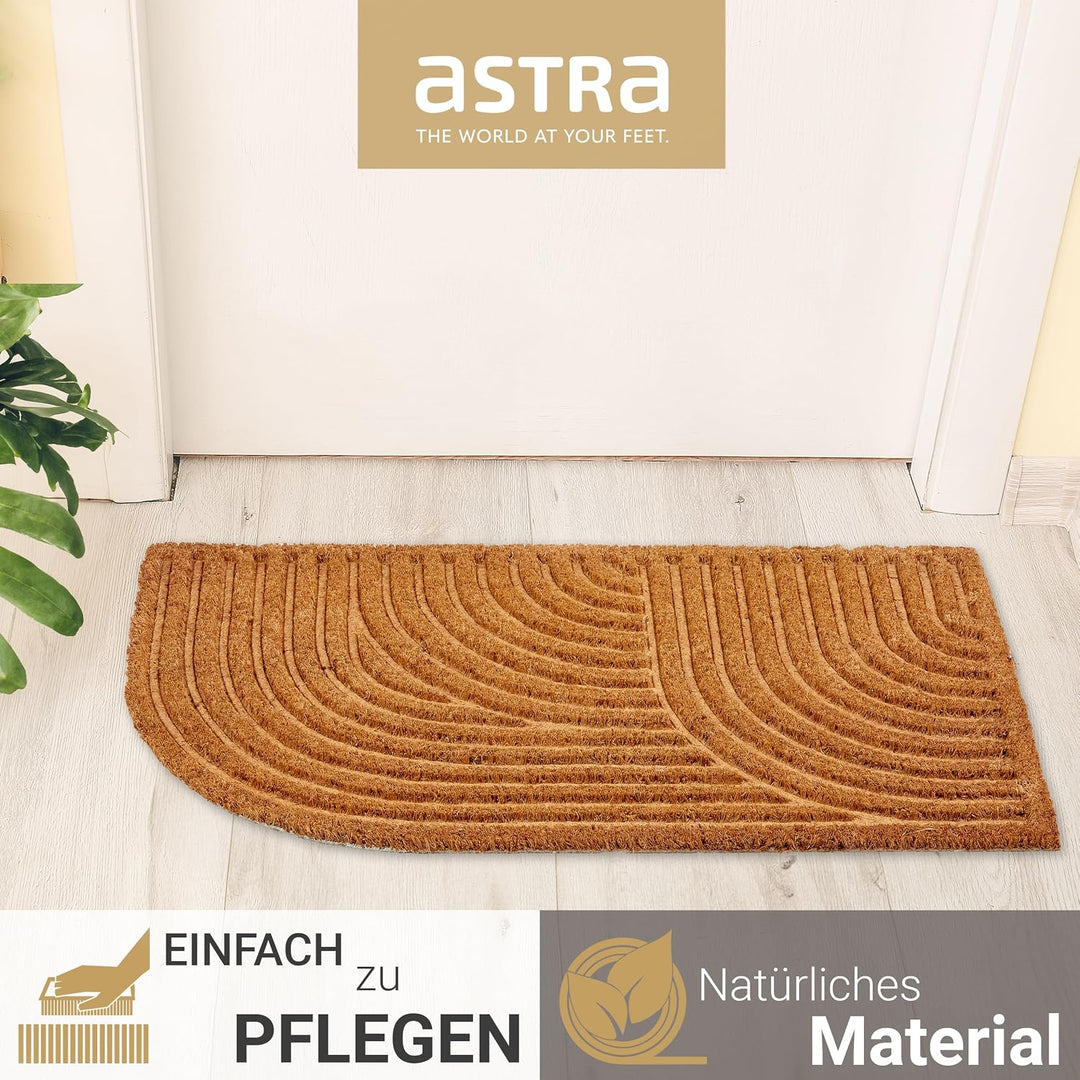 Moderne Fussmatte Haustür - Kokosmatte 2er Set 45x75cm Abgerundet Natur - rutschfeste Schmutzfangmat