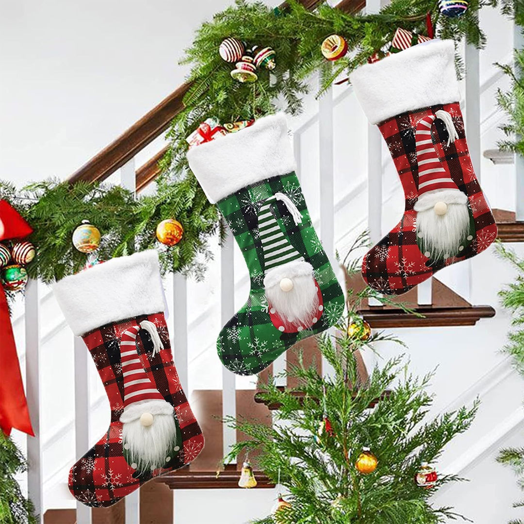 2 Pcs Weihnachtsstrumpf 42cm Grosse Stickerei Nikolausstrumpf Weihnachtsstrümpfe Nikolausstiefel Kam