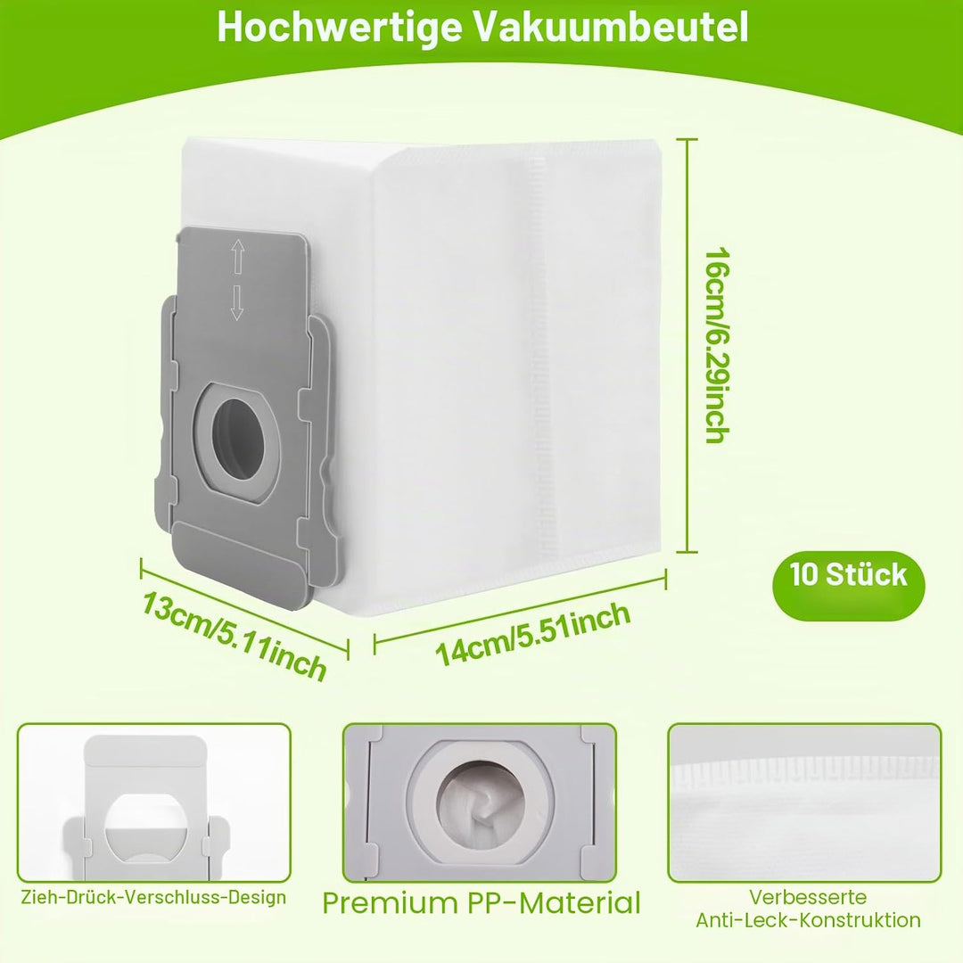 10 Stück Staubsaugerbeutel für Roombai7, i7+, i8, i8+, i3, i3+, i4, i4+, i6, i6+, j7, j7+, s9, s9+ E
