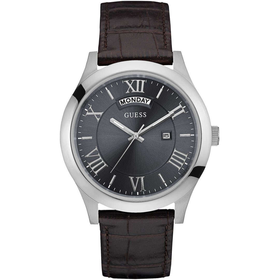 Guess Herren Armbanduhr Silber/Brown, Silber/Brown