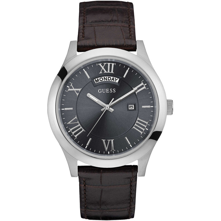 Guess Herren Armbanduhr Silber/Brown, Silber/Brown