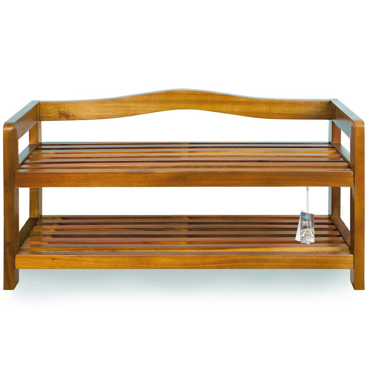 Casaria® Schuhregal mit 2 Ebenen 75x26x42cm FSC®-Zertifiziert Akazien Holz Massiv Bad Diele Flur Bad